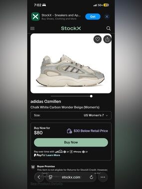 Adidas women’s Ozmillen 7.5 sneakers